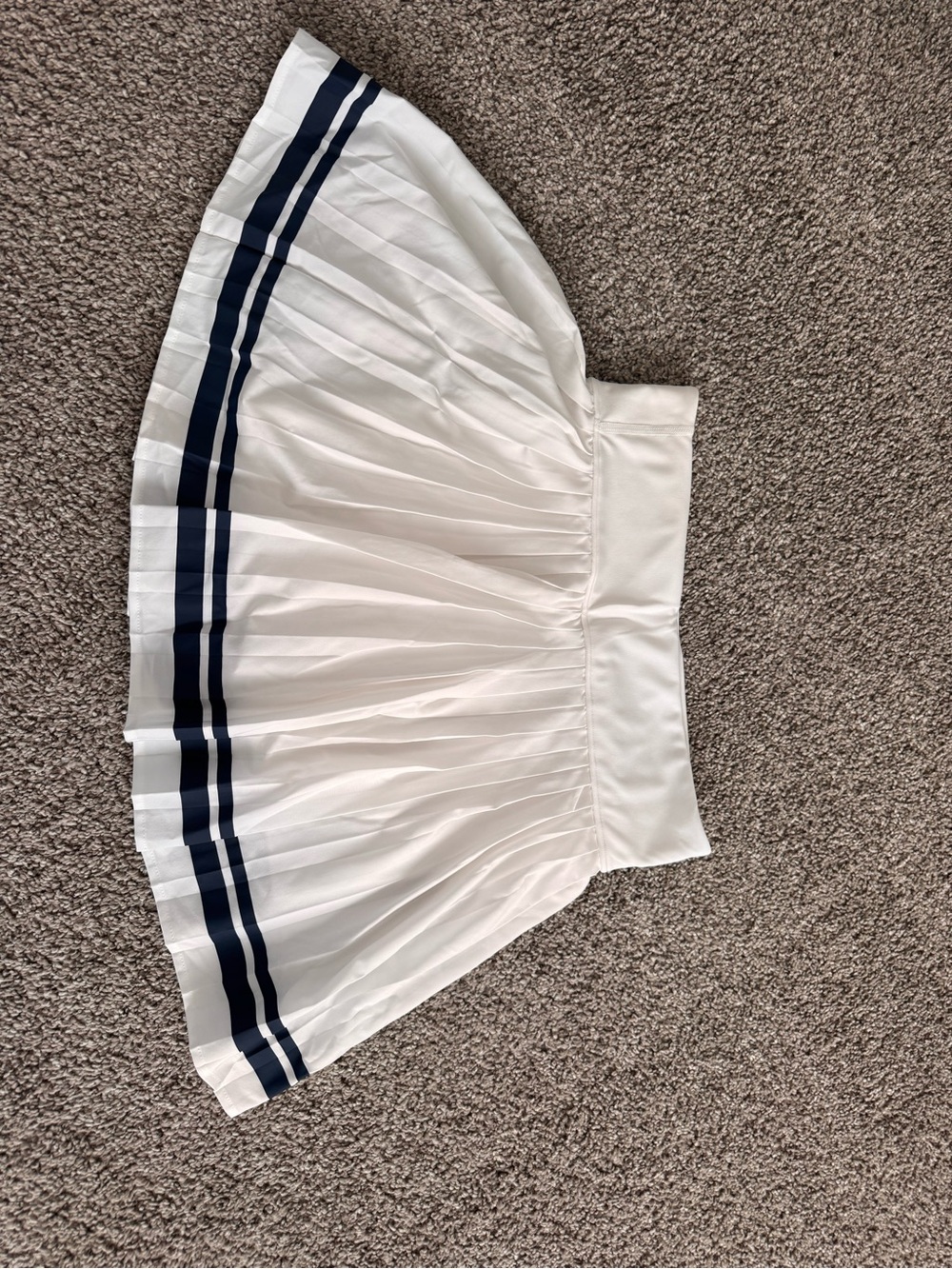 Sincerely Jules White Pleated Athletic Mini Skirt with Navy Stripes